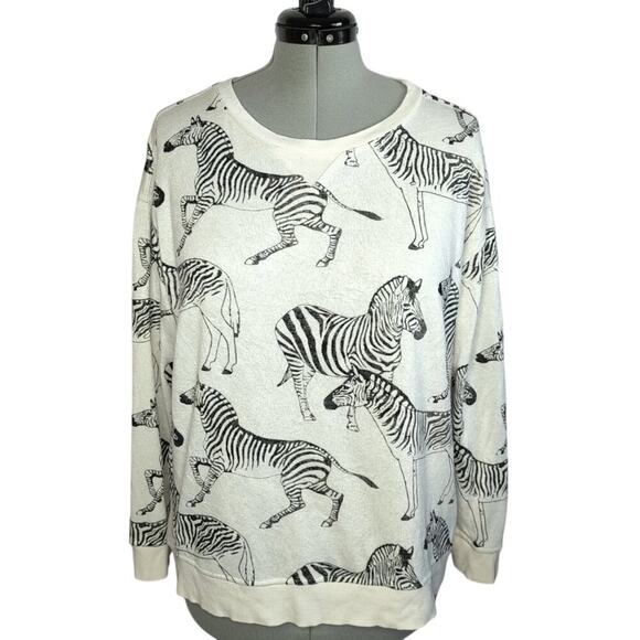 Jane and Delancey zebra novelty print crewneck sweatshirt, size XL - Picture 1 of 9